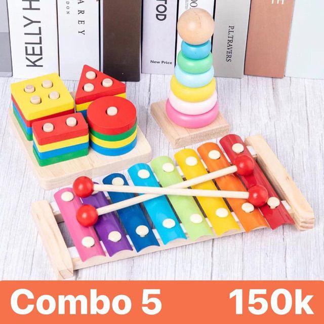 Combo 7 bộ đồ chơi gỗ thông minh