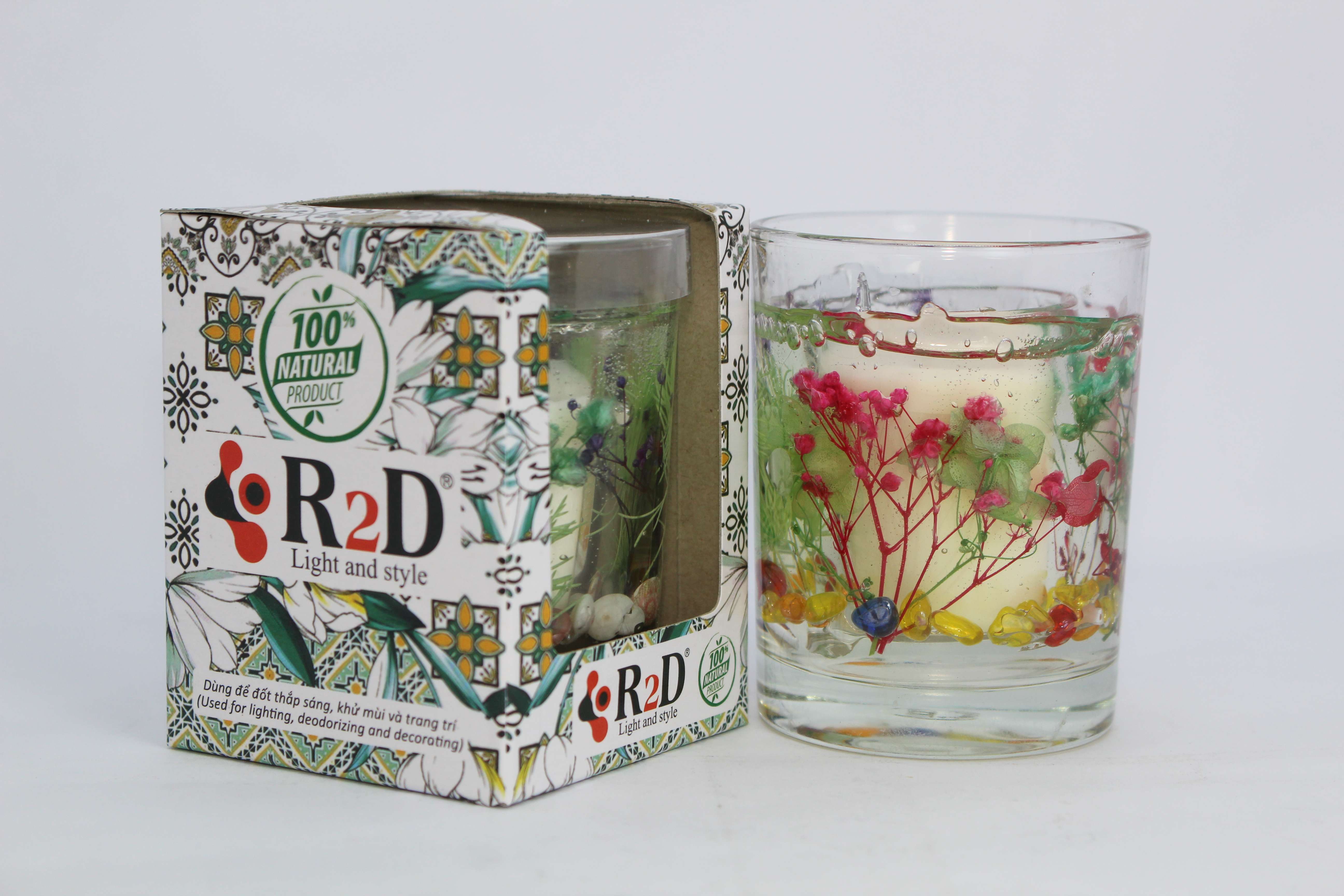 Nến Thơm Trang Trí Hoa Khô Gel Hương Hoa Hồng Chính Hãng R2D Nến Decor