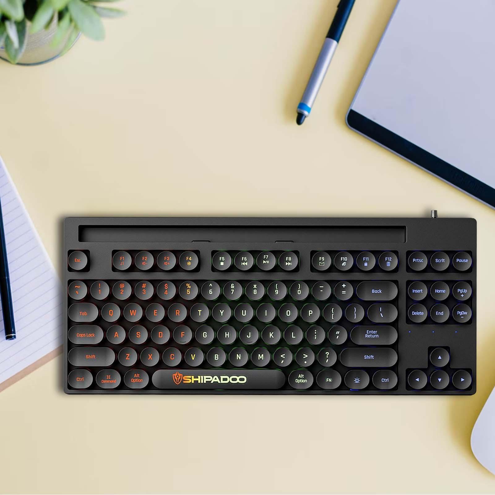 Mechanical Gaming Keyboard Rainbow Backlit for Gamer Office Worker Desktop