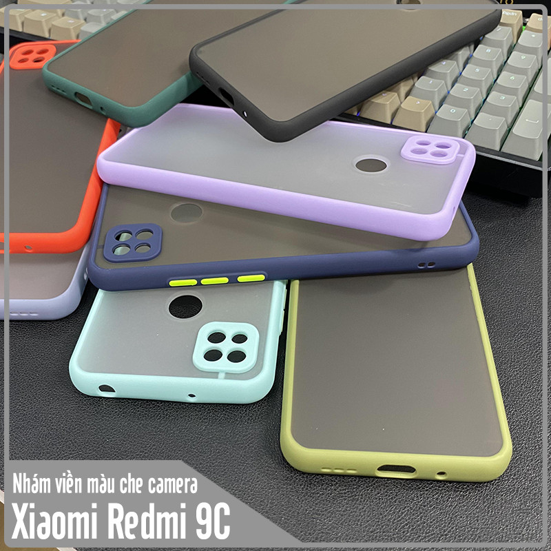 Ốp lưng cho Xiaomi Redmi 9C trong nhám viền màu che camera