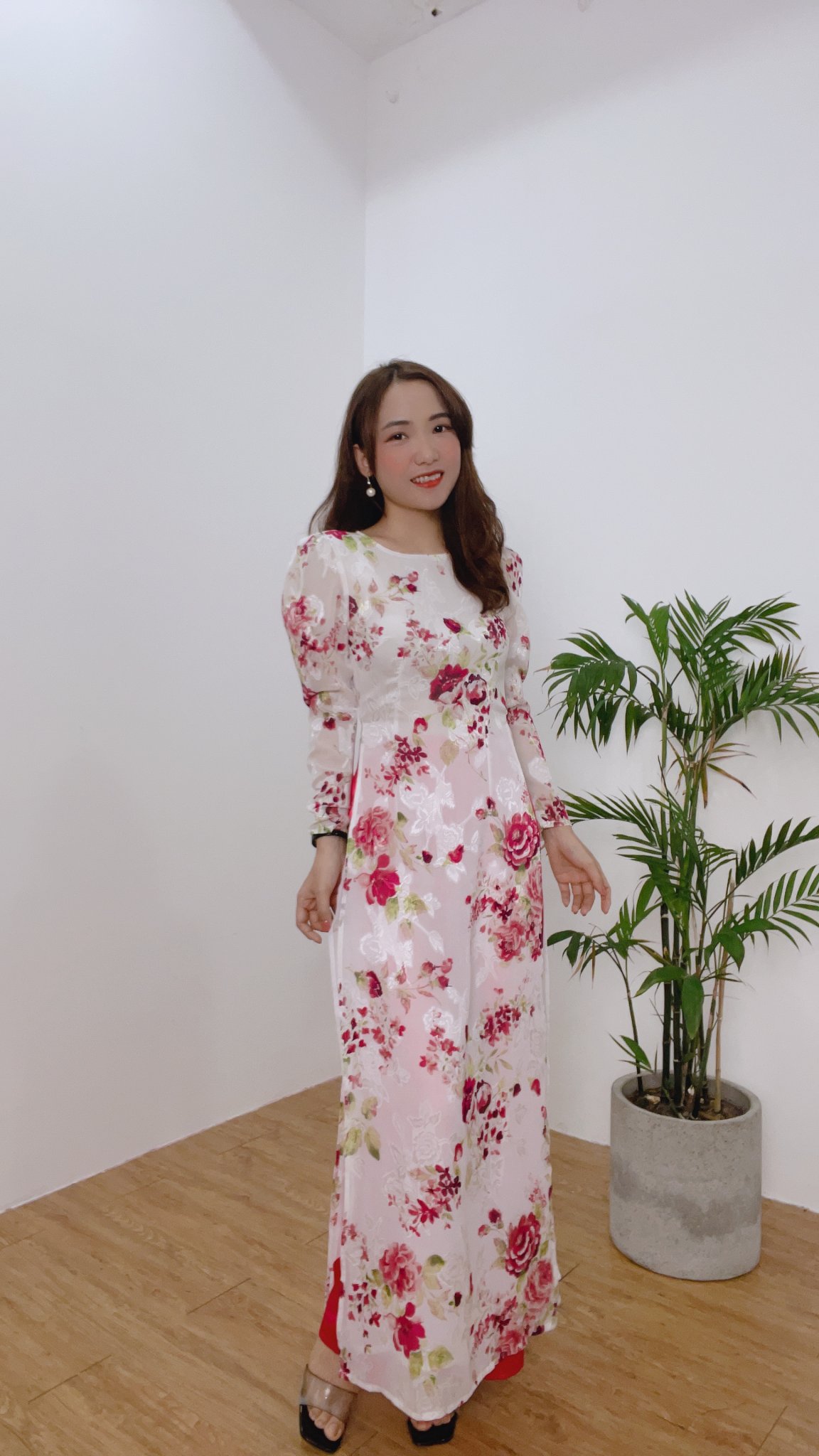 SÉT ÁO DÀI IN HOA TRẺ TRUNG