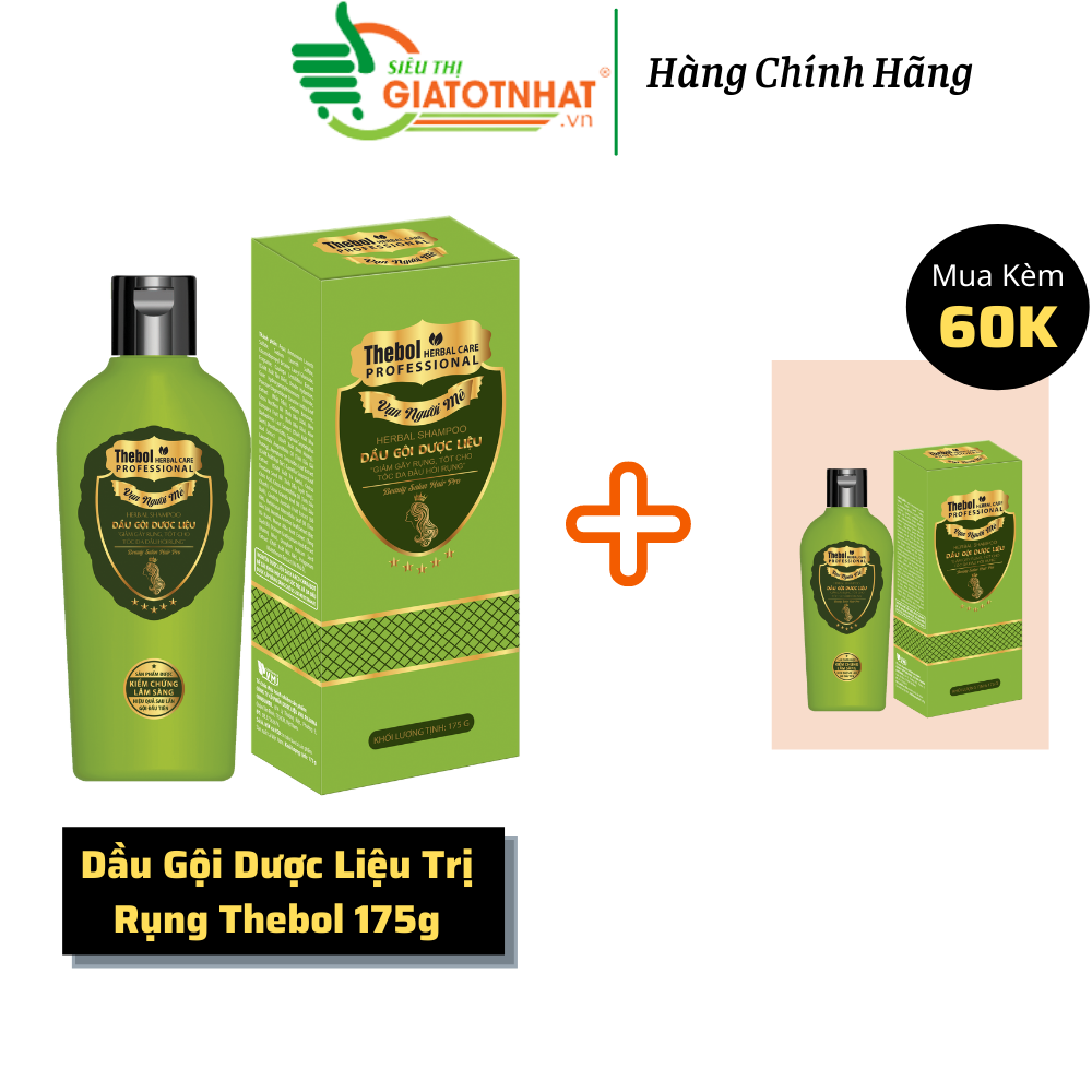 Dầu gội dược liệu sạch giảm rụng  tóc Thebol 175g - Combo 2 chai