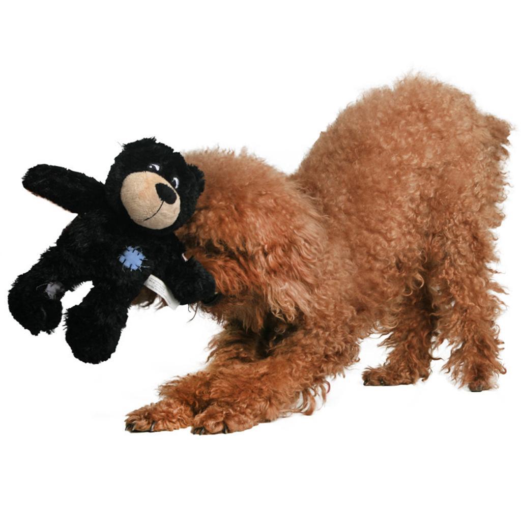 Cute Bear Design Dog Chew Squeaky Plush Toy Pet Bite Resistance Toy Black