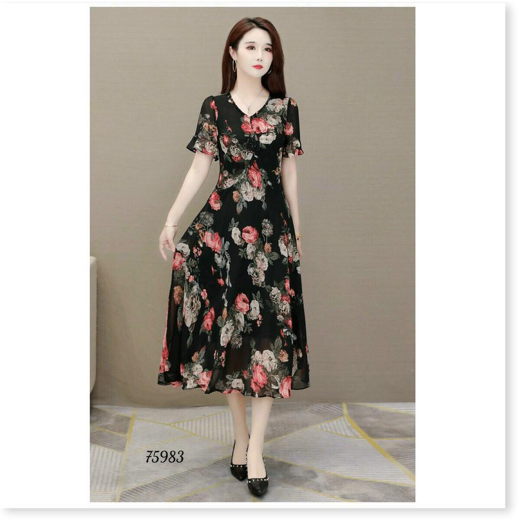 ĐẦM LỤA DÁNG XÒE HỌA TIẾT HOA VÔ CÙNG XINH