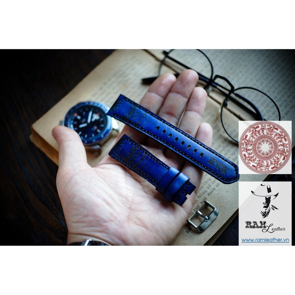 DÂY ĐỒNG HỒ TRỐNG ĐỒNG DA BÒ Ý XANH NAVY - RAM TRỐNG ĐỒNG NAVY - ĐỦ SIZE