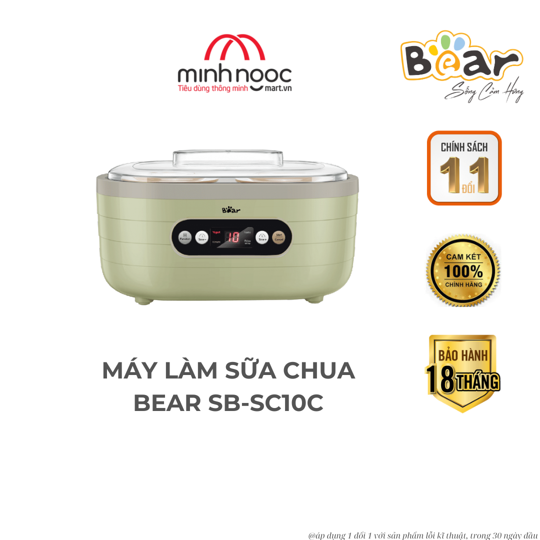 Hàng chính hãng: Máy làm sữa chua Bear SB-SC10C. Bản quốc tế. Bảo hành 18 tháng.