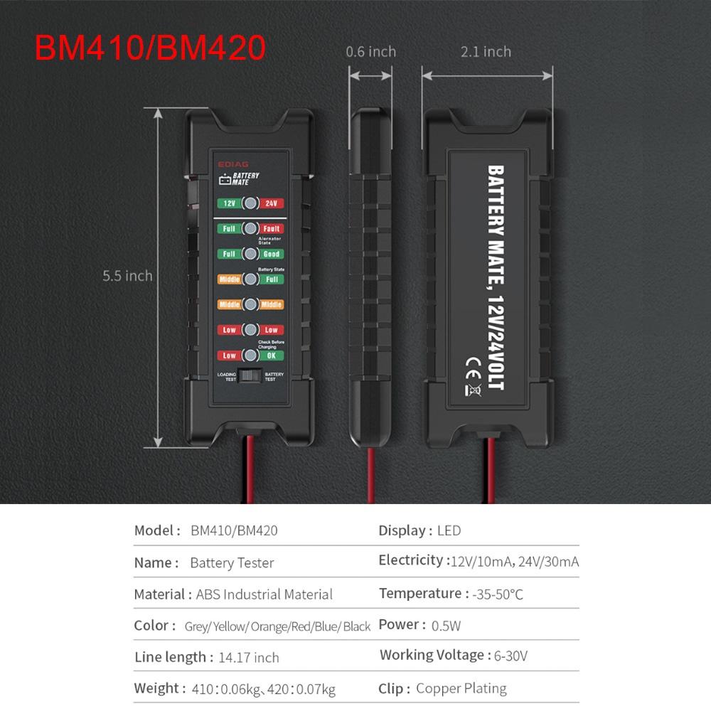 Thiết bị kiểm tra pin xe hơi xe máy 7 bóng LED 12V 24V 24 Volts
