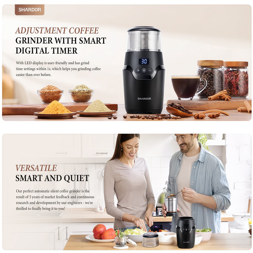 Máy xay hạt cà phê và gia vị đa năng, thương hiệu Anh Quốc cao cấp Shardor - CG639. HÀNG CHÍNH HÃNG