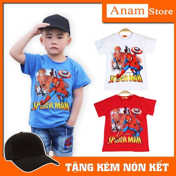 Áo thun trẻ em Người Nhện, Tặng kèm nón kết, Có size người lớn, Anam Store