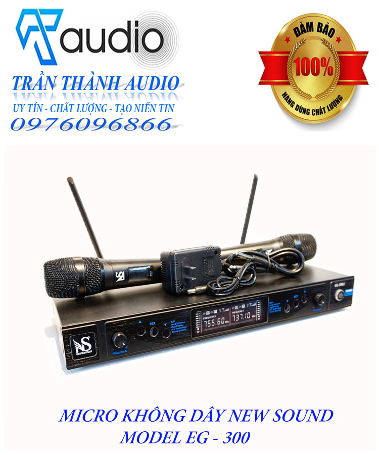 Micro không dây New Sound model EG300 hàng chính hãng nhập khẩu 2024 Chống Hú Cao Cấp Thế Hệ Mới Sóng Siêu Khỏe, Hát Cực Nhẹ, Tần Số Sóng Ổn Định