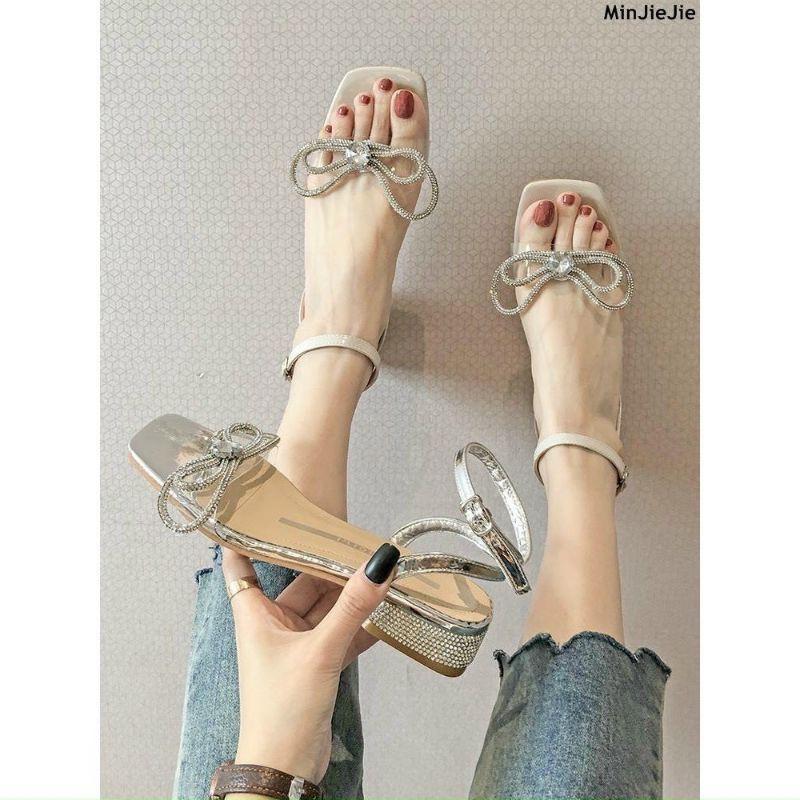 SANDAL QUAI MICA NƠ THẮT TO GÓT NHŨ HÀNG ĐẸP - 3P