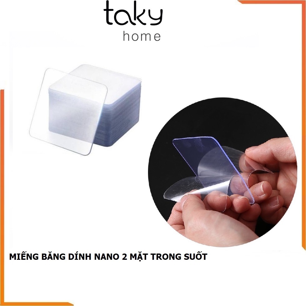 Miếng Dán 3M Siêu Dính, Băng Keo 2 Mặt Dán Tường Tiện Lợi, Trong Suốt, Đa Năng 6x6cm - TakyHome 6000