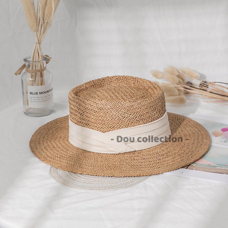 Nón Cói  PANAMA Cao Cấp Vành Rộng Phối Dây Nơ Đi Biển Phong Cách Vintage - Mã NC017