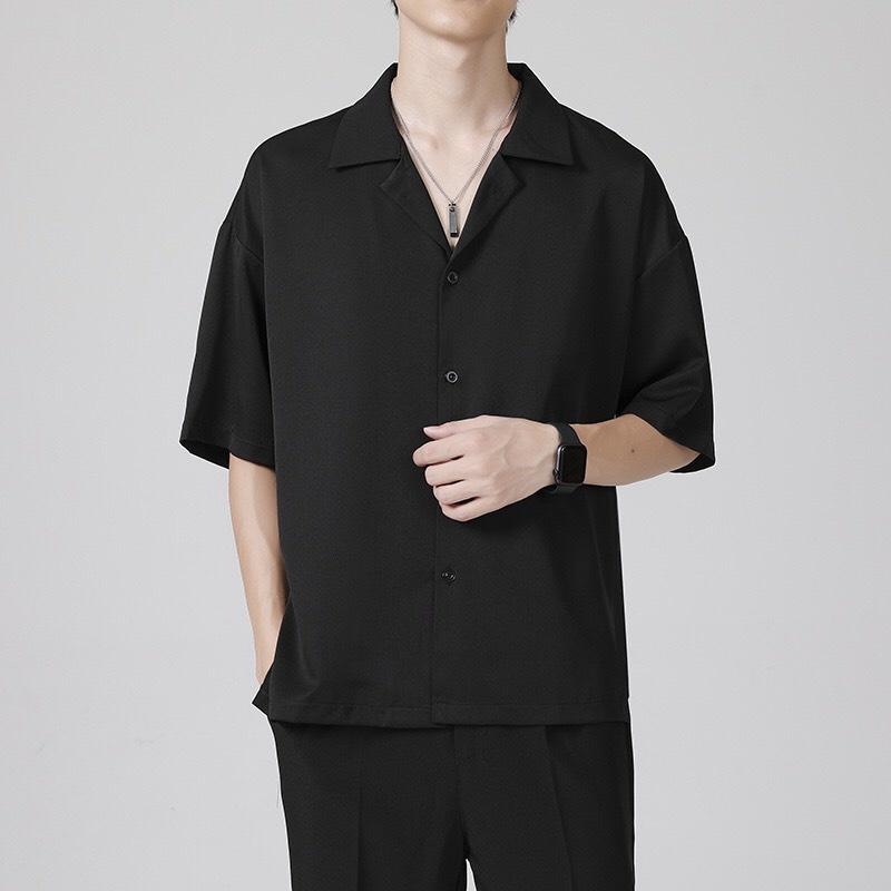 Áo sơ mi ngắn tay cổ vest MANTONI, Áo sơ mi nam nữ unisex chất lụa siêu thoáng mát (SM.CVEST