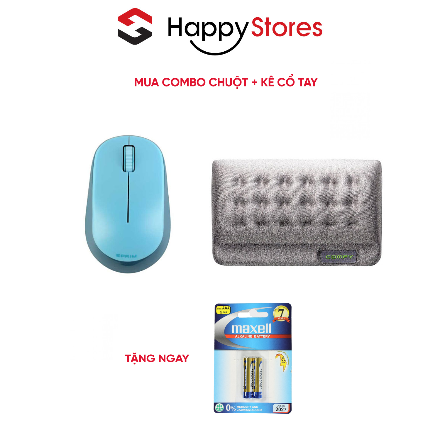 Combo Chuột không dây BlueLED Elecom M-DY12DB và Kê Cổ Tay Dùng Chuột ELECOM MOH-013 (Tặng kèm vỉ 2 viên pin Maxell AAA) - Hàng chính hãng