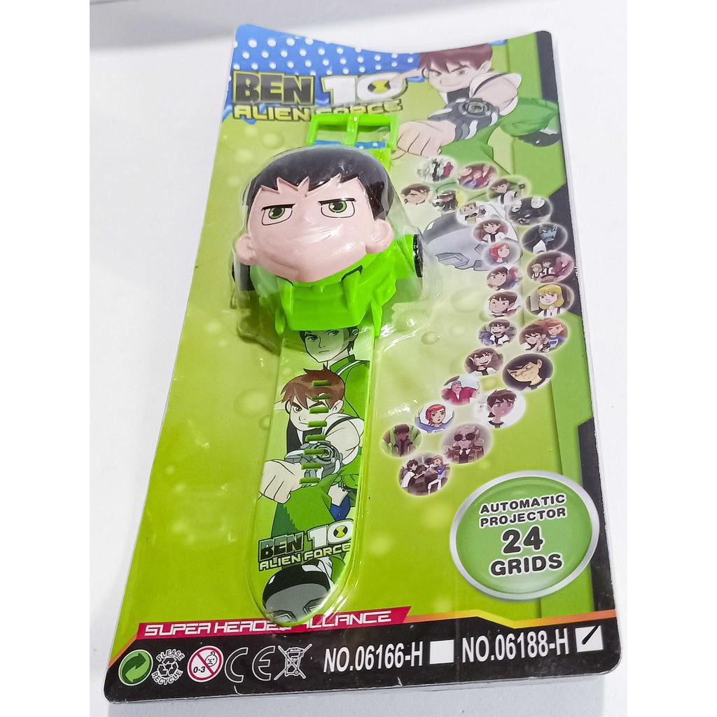 (KÈM PIN) Đồ chơi đồng hồ ben 10 chiếu 24 hình khác nhau, đồ chơi đồng hồ đeo tay chiếu hình Ben Ten