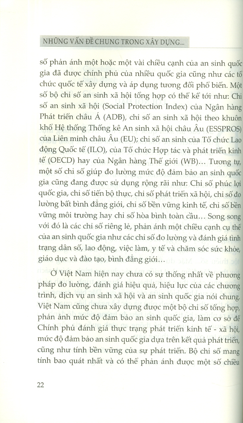 Những Vấn Đề Chung Trong Xây Dựng Bộ Chỉ Số An Sinh Quốc Gia (Sách Chuyên Khảo)