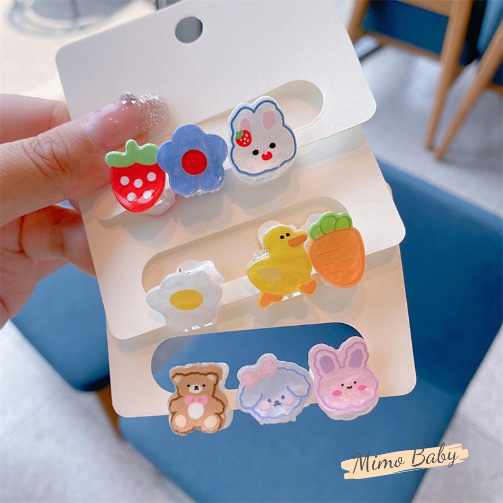 Set 3 kẹp tóc màu kẹo siêu đáng yêu cho bé gái KT39 Mimo Baby