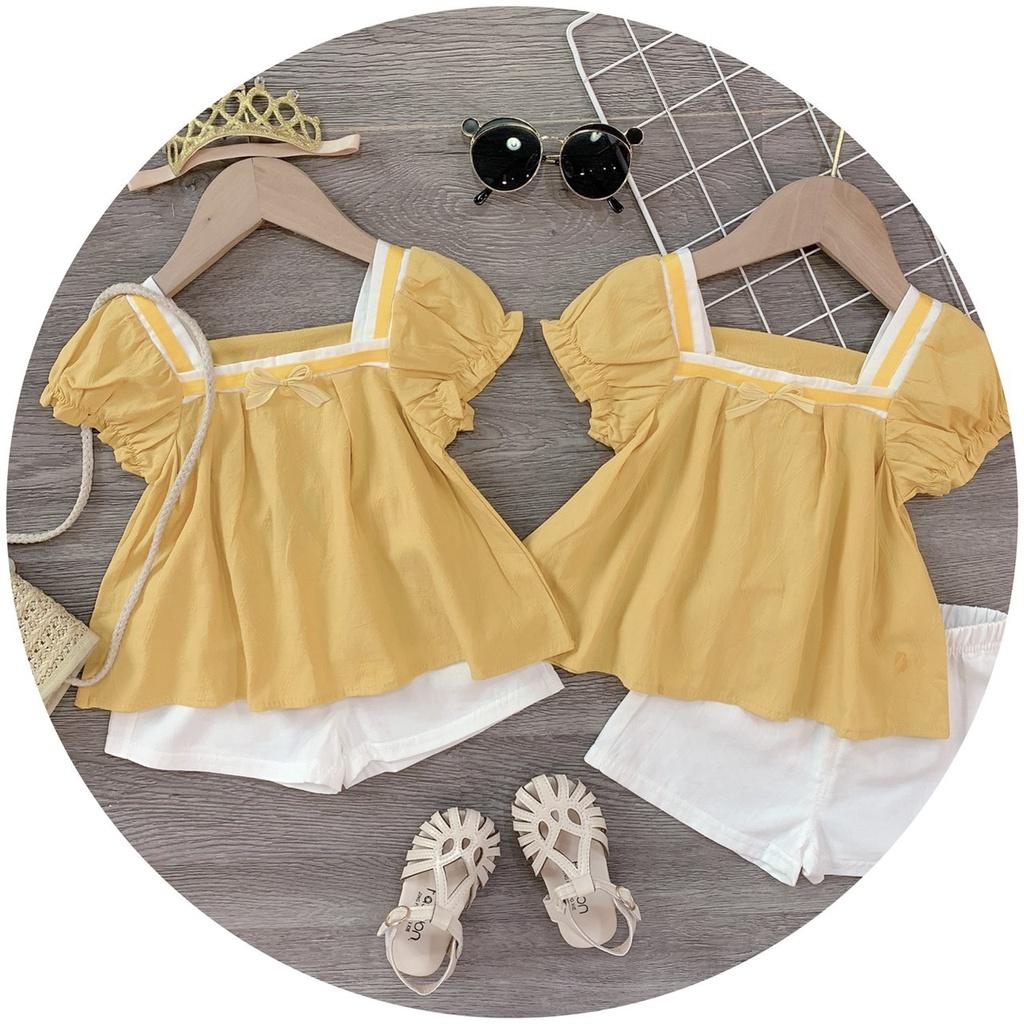 Bộ babydoll cho bé gái đi chơi đi học đẹp size 8-18kg chất kate mềm mát