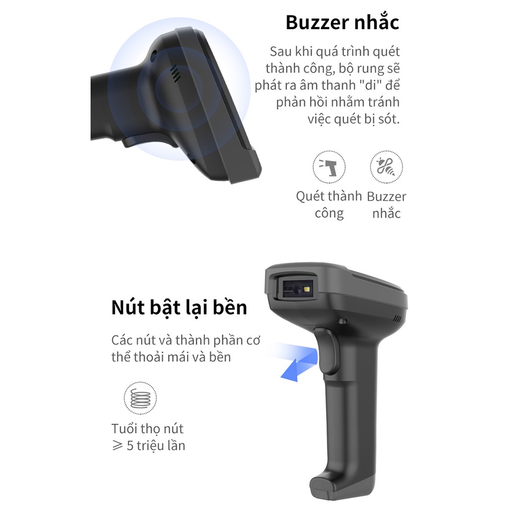 Máy Quét Mã Vạch Deli Chính Hãng - Kết Nối Bluetooth, Độ Phân Giải Cao - Phù Hợp Cho Bán Hàng E14953W / E14953 / E14952