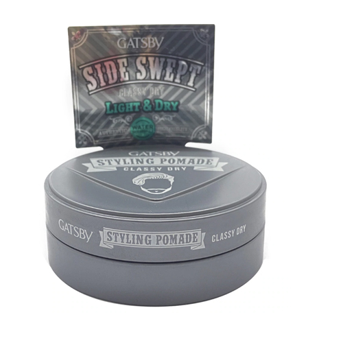 Sáp Classy Dry Pomade Tạo Kiểu Side Swept Giữ Nếp Cứng Tóc + Tặng Reuzel Grooming Tonic - Chính hãng - GATSBY STYLING POMADE 75G