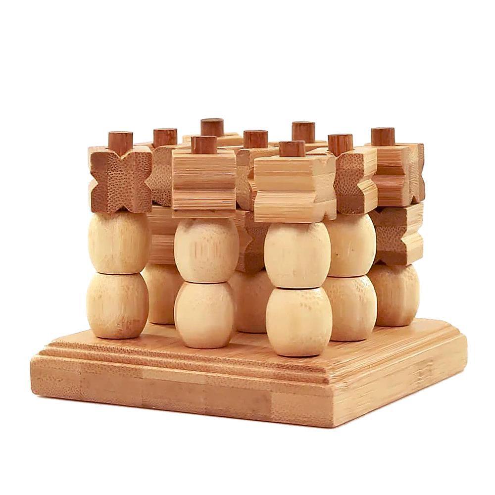 Wooden 3D XO Chess Set Travel Games Entertainment Educational Toys for Kids Adult Family Board Game Strategy Board Game