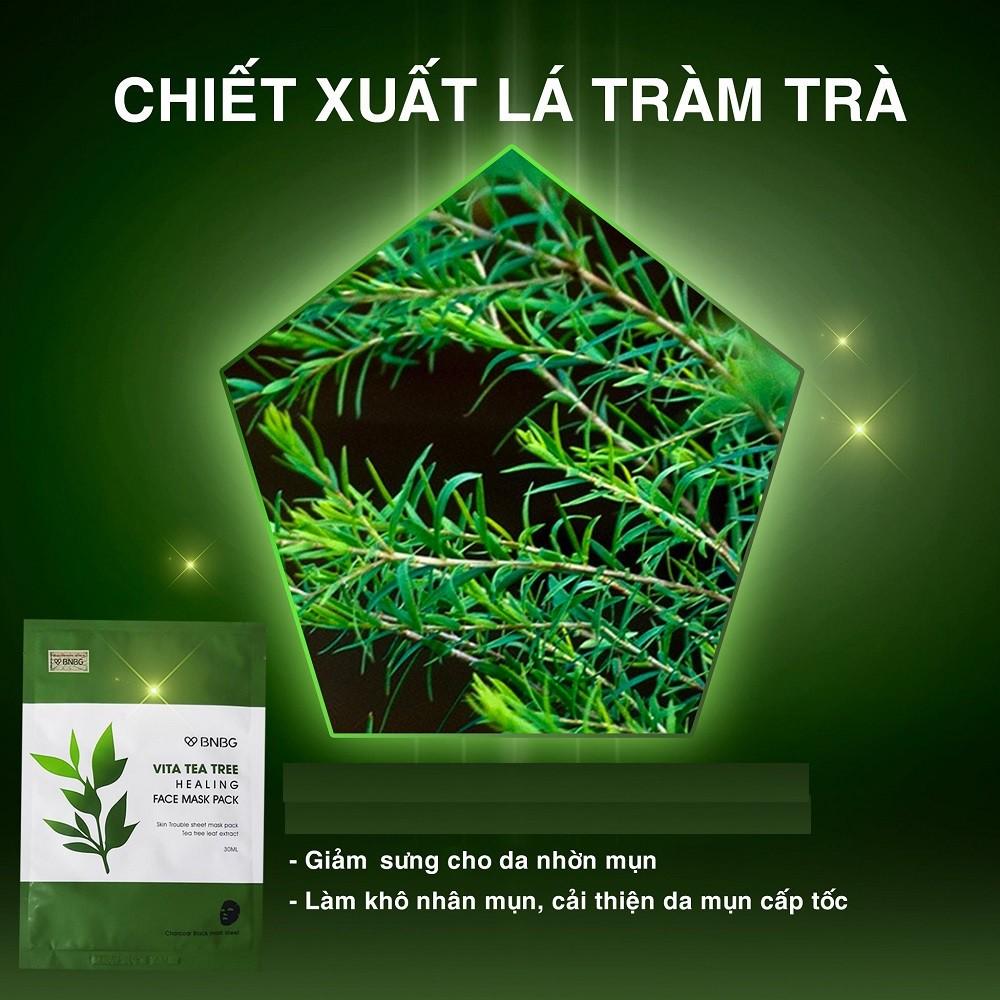 Combo 5 Mặt nạ thải độc chiết xuất tràm trà BNBG Vita Tea Tree Healing Face Mask Pack 30ml x 5