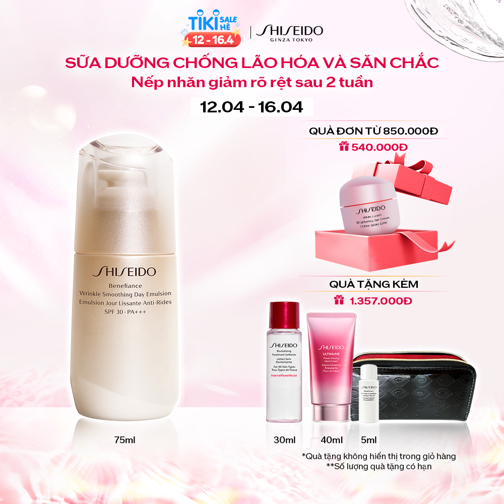 Sữa dưỡng da chống lão hóa ban ngày Shiseido Benefiance Wrinkle Smoothing Day Emulsion SPF 30 PA+++ 75ml