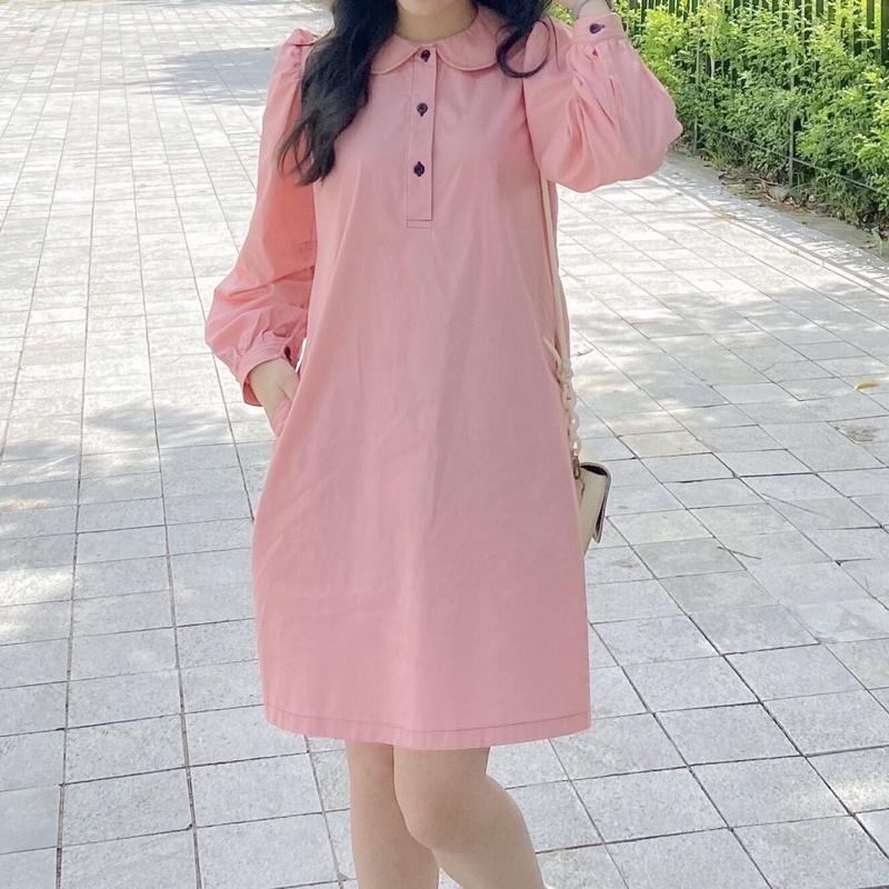 AIMEE_ĐẦM SUÔNG KAKI CỔ SEN