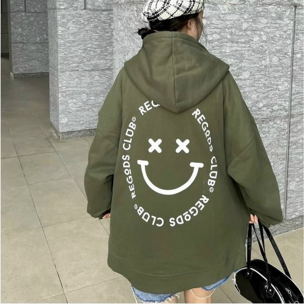 Áo Khoác Nỉ Nón Mũ 2 Lớp Hình Mặt Cười - Kiểu Áo Hoodie Có Dây Kéo Nam Nữ Cặp Đôi Couple Cute