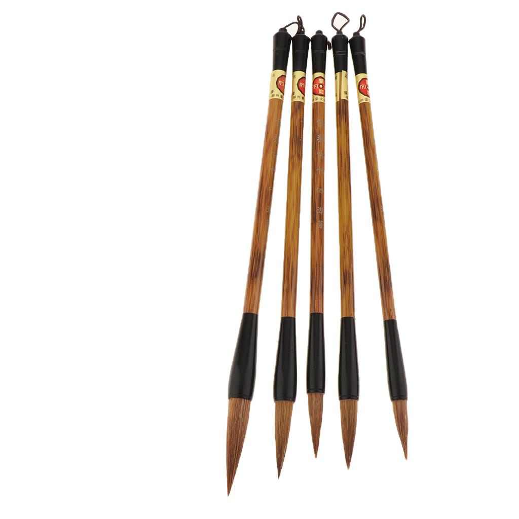 Bộ 5 Chiếc Các Loại Kích Cỡ Chữ Thư Pháp Trung Quốc Bút Viết Tranh Nghệ Thuật Thủ Công Lông Sói Cho Thư Pháp Ngư