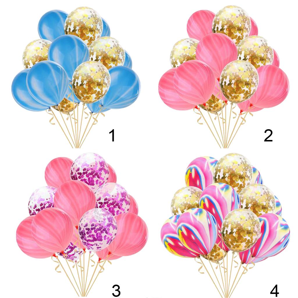 15 Pieces Latex Balloons Confetti Balloons with Ribbon Wedding Birthday Party Decoration Supplies