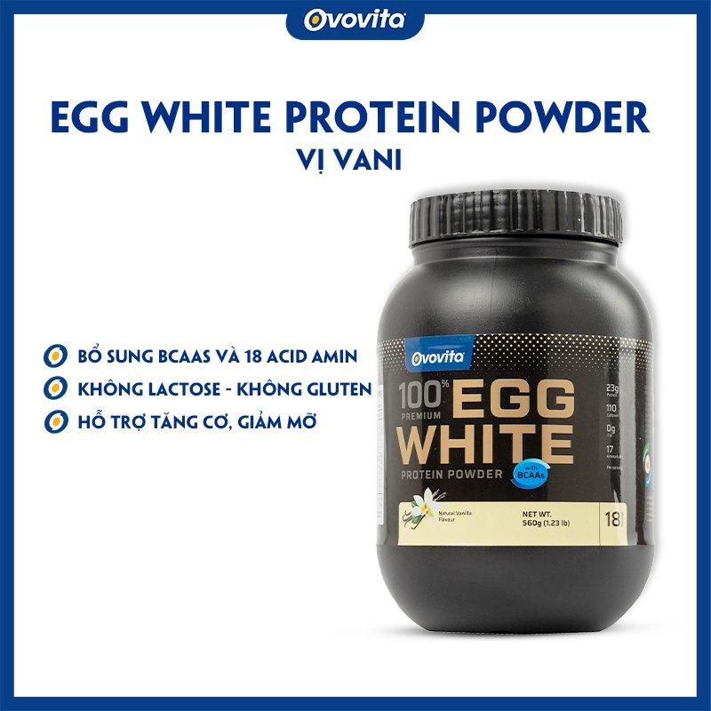 Bột Protein Lòng Trắng Trứng OVOVITA Vị Vani Hũ 560gr Kích Thích Phát Triển Cơ