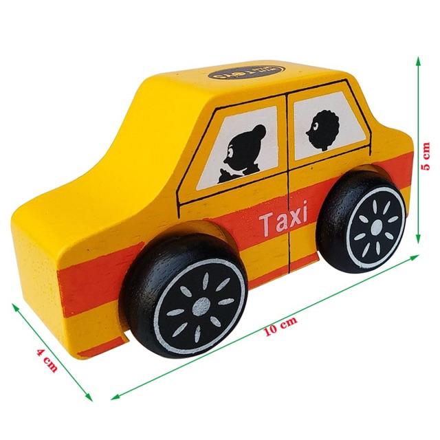 Đồ chơi xe taxi bằng gỗ cầm tay cho bé