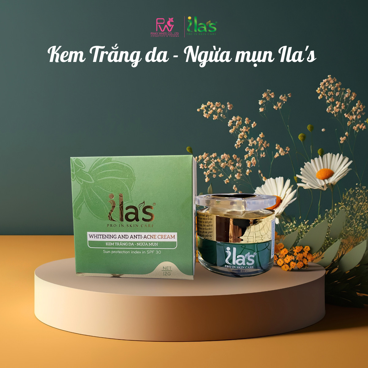 KEM TRẮNG DA - NGỪA MỤN ILA'S CHÍNH HÃNG - Giúp Trị Mụn - Mờ Thâm - Làm Sáng Da 12G