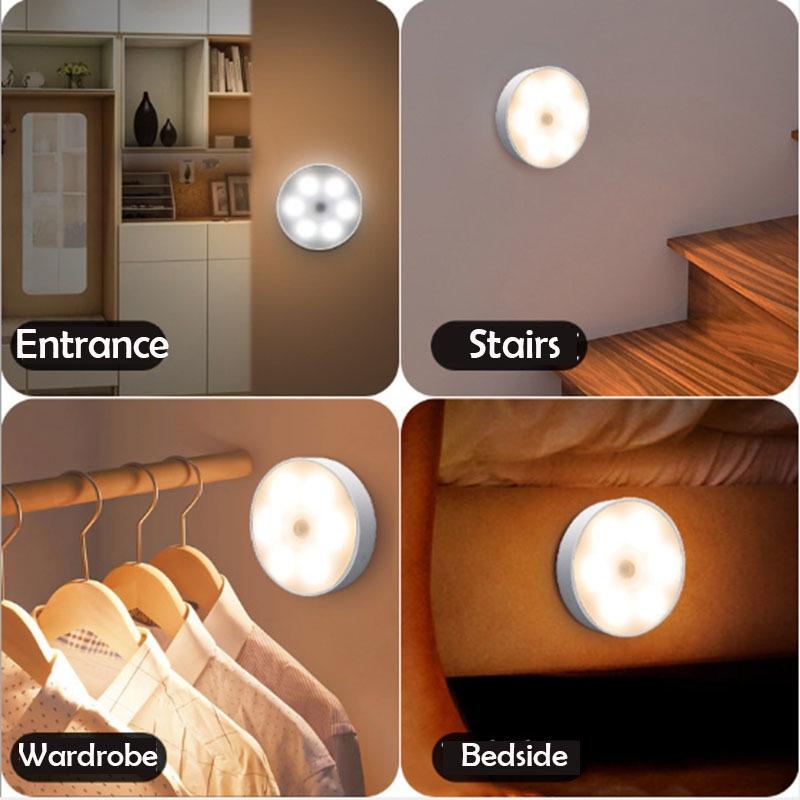 Đèn Led Không Dây Cảm Biến Chuyển Động Có Thể Sạc Lại Bằng Cổng USB Dùng Cho Cầu Thang/Phòng Ngủ