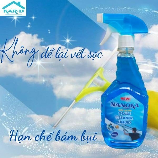 Nước lau kính Nanoka 500ml Siêu sạch, hạn chế bám bụi, không để lại vết sọc trên kính