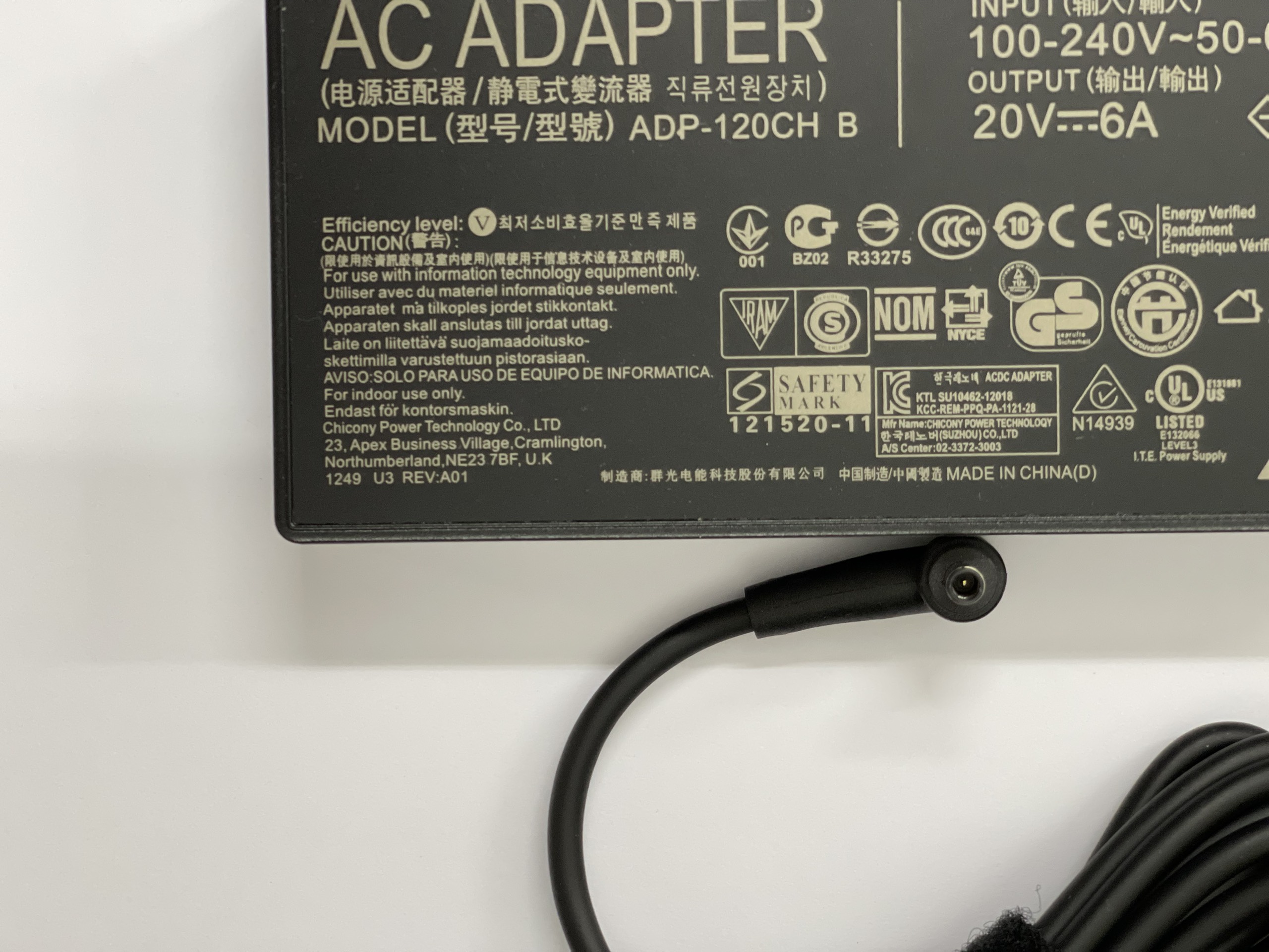 Sạc dành cho (adapter fit) Laptop ASUS Zenbook Flip 15 Q528 Q538EI cord 4.5X3.0MM 20V 6A 120W original