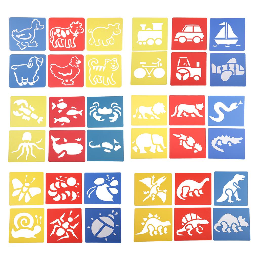 6 Cái/bộ Vẽ Bản Mẫu Stencils Thước Dành Cho Trẻ Em Đồ Trang Trí 14X15 Cm Số 1