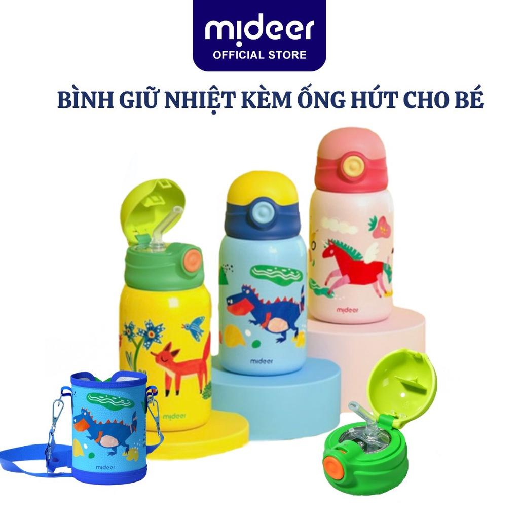 Bình nước cho bé giữ nhiệt đi học có ống hút Mideer Vacuum Insulated Bottle có quai đeo và cốc cao cấp