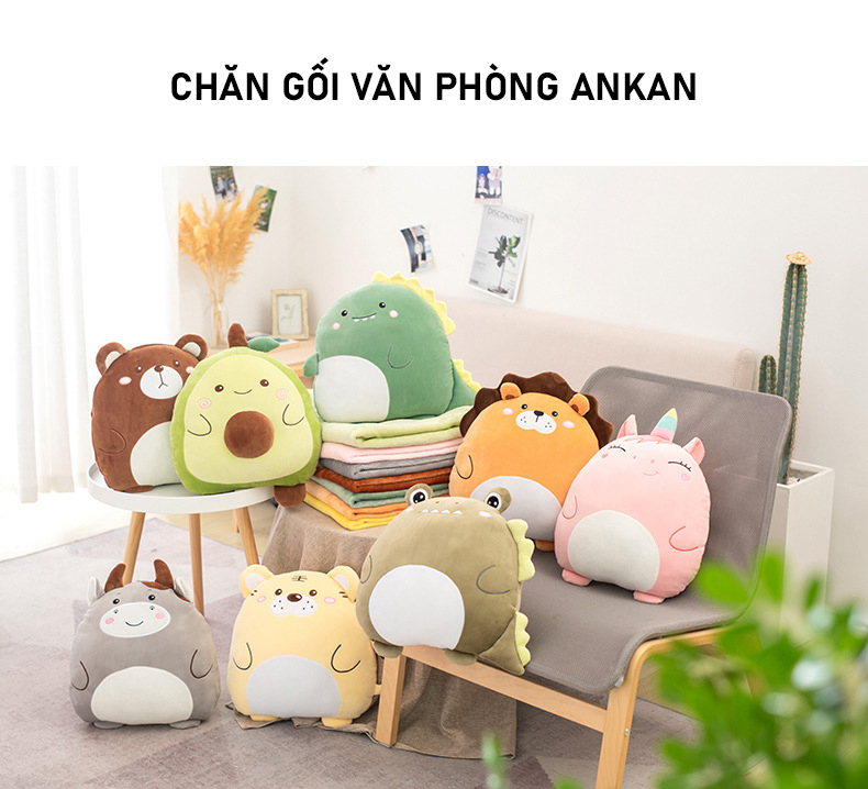 Hình ảnh Bộ chăn gối văn phòng 3 trong 1 kiểu Sư Tử Bờm Nâu Độc Đáo