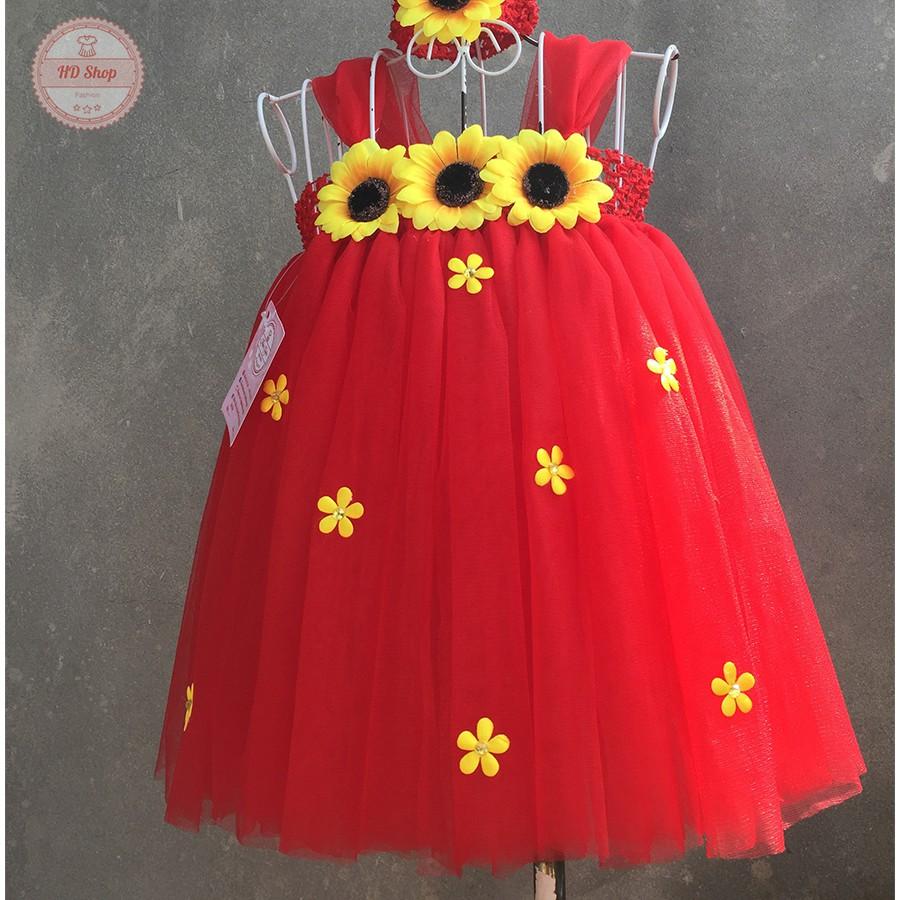 Váy tutu cho bé ️️ Váy tutu đỏ cho bé gái - đỏ hướng dương