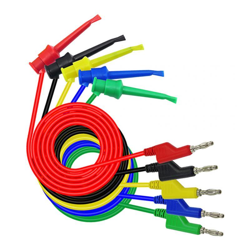 10 Pcs 5 Colors 4mm Banana Plug to Clip Test Leads Silicone Testing Wire