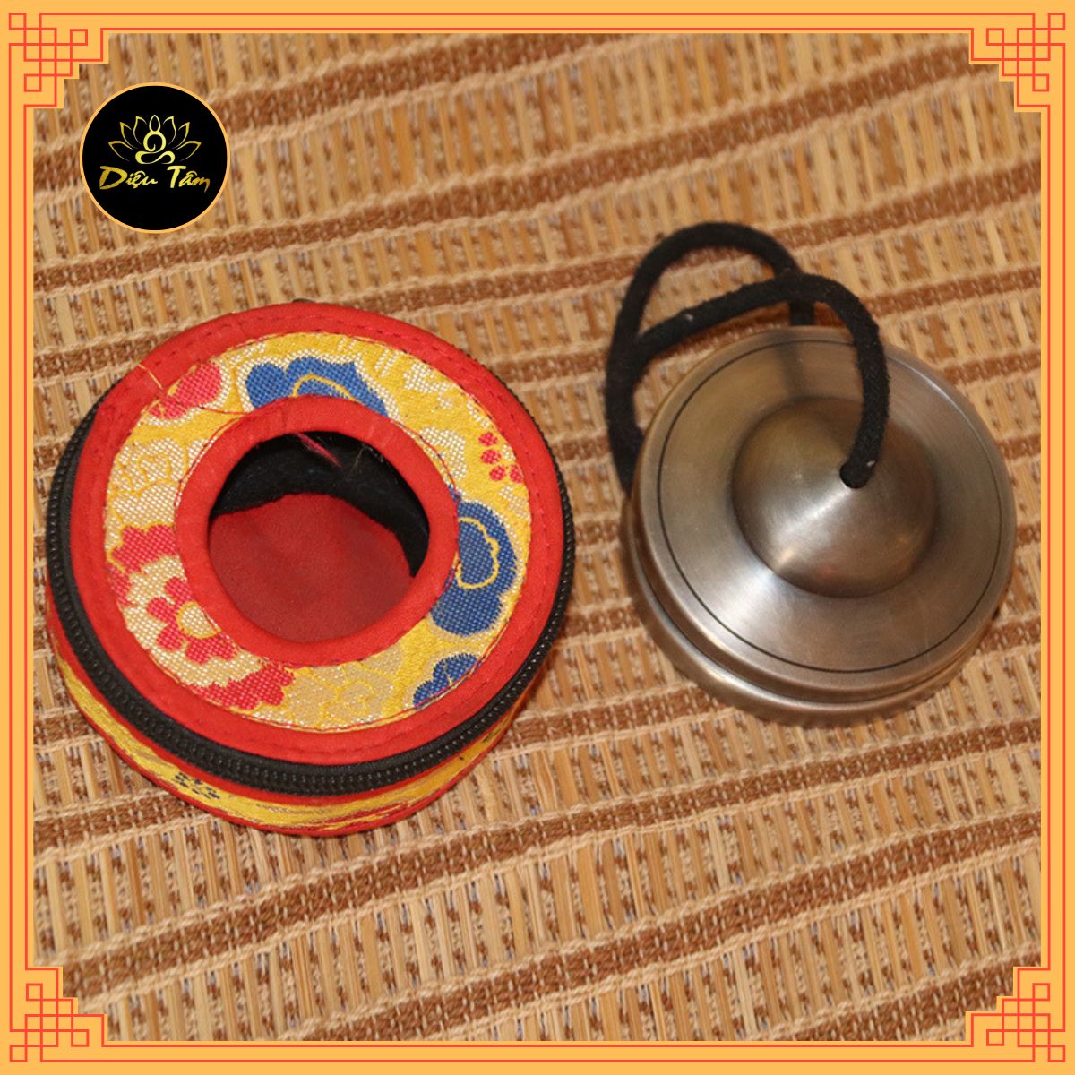 Chuông thiền Tây Tạng Tingsha Cymsha Cymbals Chiêng đồng thủ công Mật tông Chuông Yoga Chập Cheng Chũm Chọe kèm bao gấm