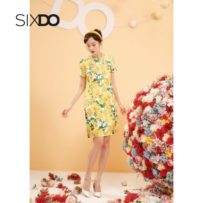 Đầm suông mini họa tiết thời trang SIXDO