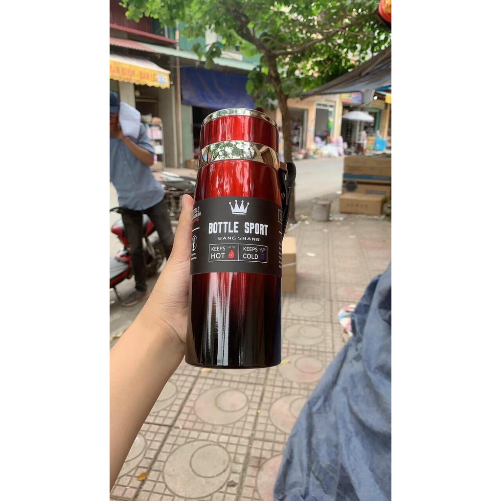 BÌNH GIỮ NHIỆT RUỘT INOX 1000ML CÓ QUAI XÁCH TIỆN DỤNG
