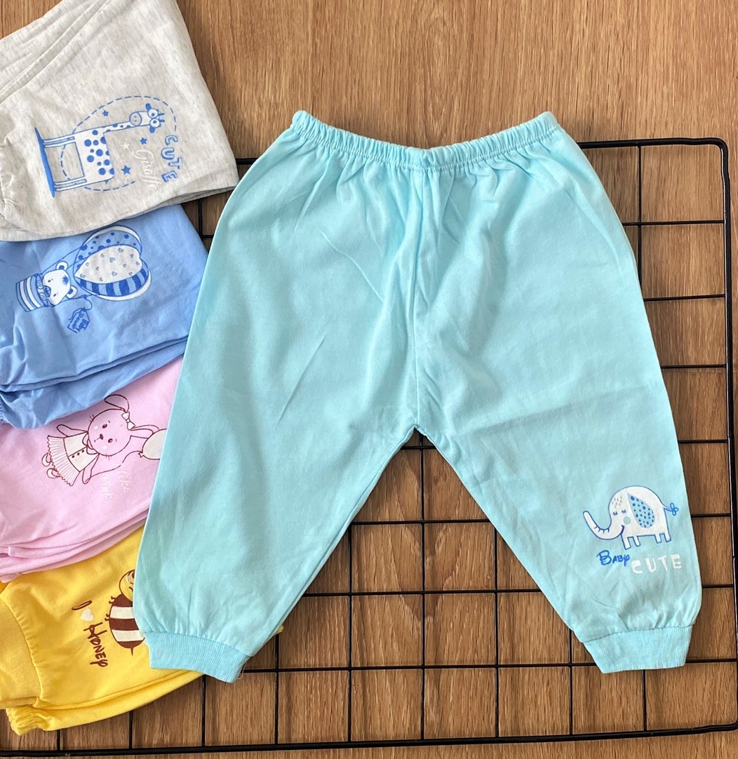 COMBO 5 Quần sơ sinh cotton THT-FR GGY | Quần Dài  Màu bo gấu | Size 1 - 5 cho bé sơ sinh - 12 kg| Chất vải thun cotton 100% xịn, đẹp, mềm, họa tiết xinh | Hàng Việt Nam | Quần áo sơ sinh