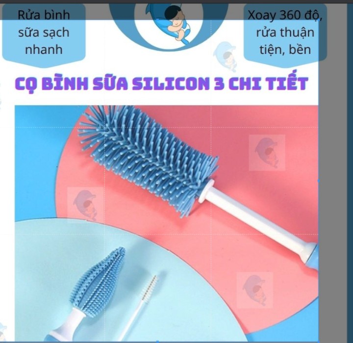 Bộ Cọ Rửa Bình Sữa Silicon Cao Câp 3 Chi Tiết Tiện Lợi Cao Cấp