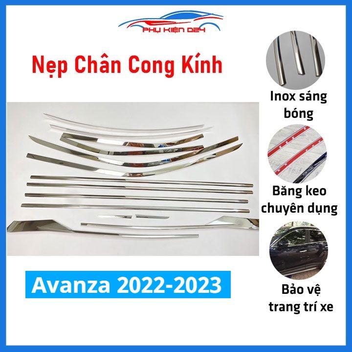 Bộ nẹp viền chân kính cong kính Avanza 2022-2023 Inox sáng bóng chuẩn form xe