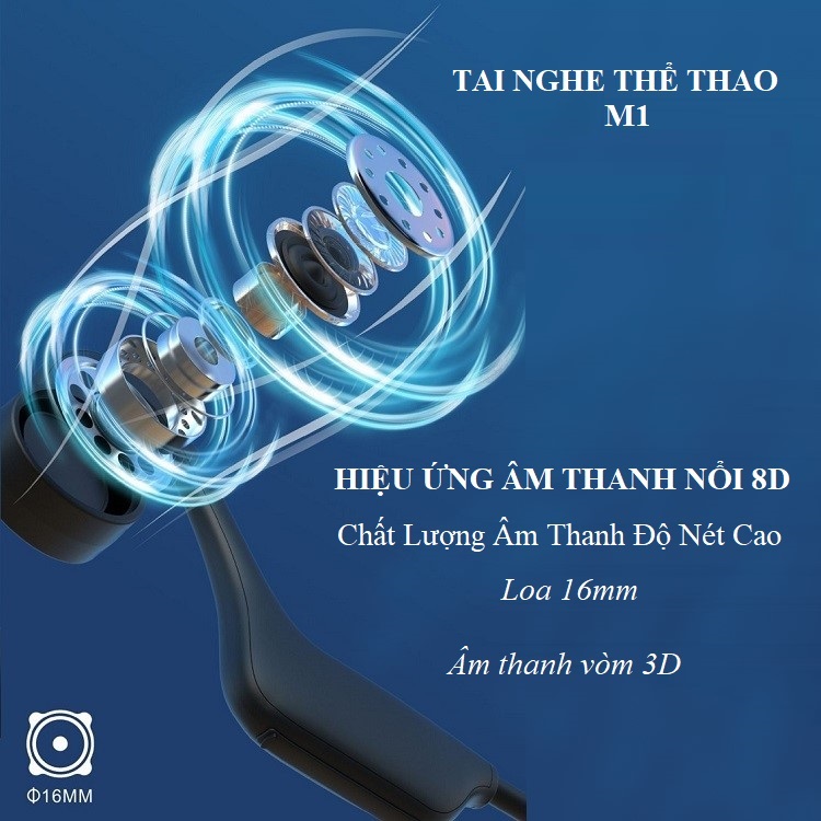 Tai Nghe Nhét Tai Bluetooth M1 (Tích hợp khe cắm thẻ nhớ TF -Hiệu ứng âm thanh nổi cực sống động và chân thật)